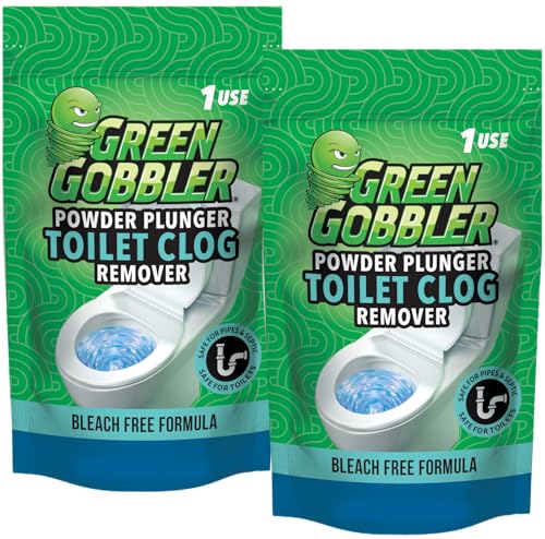 Green Gobbler POWDER PLUNGER Toilet Bowl Clog Remover - 2 Pack Net WT 16.5 oz