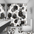4Pcs Black White Geometric Shower Curtain Set, Neutral Modern Art Deco Shower Curtain with Hooks, Elegant Trendy Simple Bathroom Sets with Shower Curtain and Rugs, 71 * 71in - color: Black