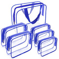 APREUTY Clear Makeup Bags, TSA Approved 6Pcs Cosmetic Makeup Bag Set Clear PVC with Zipper Handle Portable Travel Luggage Pouch Airport Airline Vacation (Blue) - color: Blue-6PCS(Large+Medium+Small)
