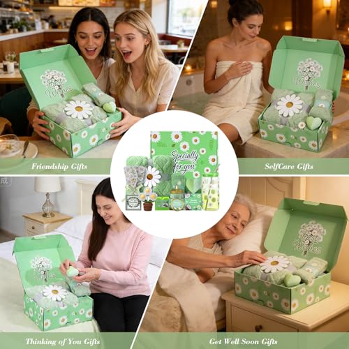 Self Care Gift Basket for Women with Blanket & Tumbler, Daisy Spa Gift Box | Birthday,Get Well Gifts for Women,Thinking of You Gifts Set for Mom, Wife, Sister, Best Friend
