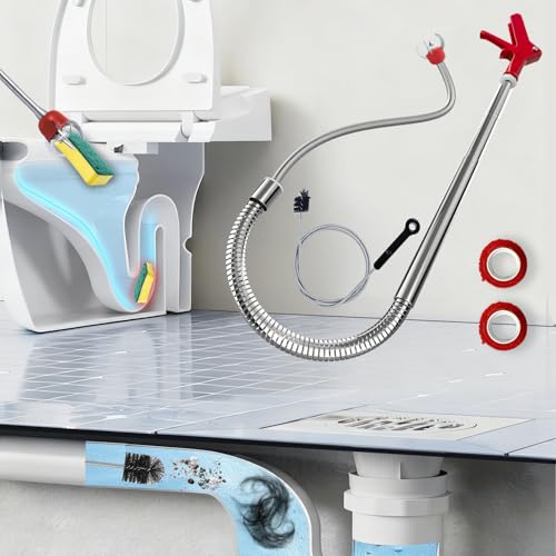 Toilet Auger/Drain Clog Remover Tool Kit-1PCS Toilet Snake Grabber,2PCS Drain Snake Hair Remover＆1PCS AC Drain Line Cleaner Tool for Blocking and Cleaning Toilets, Kitchen Sinks, Bath Tubs and Sewers - style: Toilet Drain Unblocking kit
