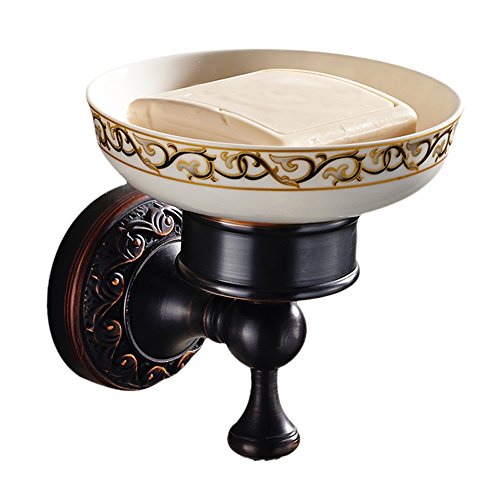 Leyden Bronze Soap Dish, Oil Rubbed Bronze Bathroom Accessories Soap Holder Shower Room Soap Dish Stand Organizer Tray Ceramic Dish Brass Retro Wave Pattern Design - color: Orb