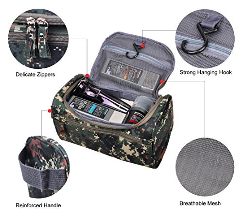 Vercord Mens Toiletry Bag Wash Travel Small Shaving Dop Kit Shower Bathroom Ditty Hygiene Bag Camo Mosaic - color: Camo Mosaic