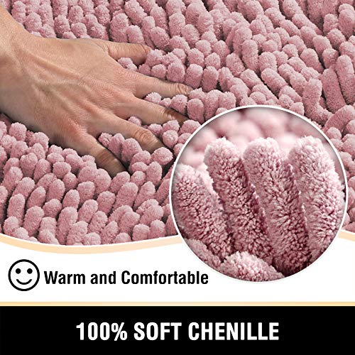 H.VERSAILTEX Bathroom Rugs Bath Mats for Non Slip Luxury Chenille Extra Soft Absorbent Shaggy Mat Washable Fast Dry Sets 2 Piece (Coral Pink, 20'' x 32''/17'' 24'') - color: Coral Pink, size: 20" x 32" Plus 17" x 24"