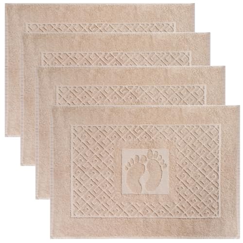 100% Turkish Cotton Bathroom Floor Towel, 4 Pack, Soft Bath Mat Towel, Quick-Drying, Machine Washable, Absorbent, Hotel & Spa Quality, 20x27.5 (4, Camel) - color: Camel, size: 4Pack