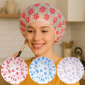 Reusable EVA Shower Caps Trio – Water-Resistant Bath Caps for Women, 3-Piece Hair Cover Set (Red/Blue/Purple Snowflake Style) - color: (Red+Blue+Purple Snowflake