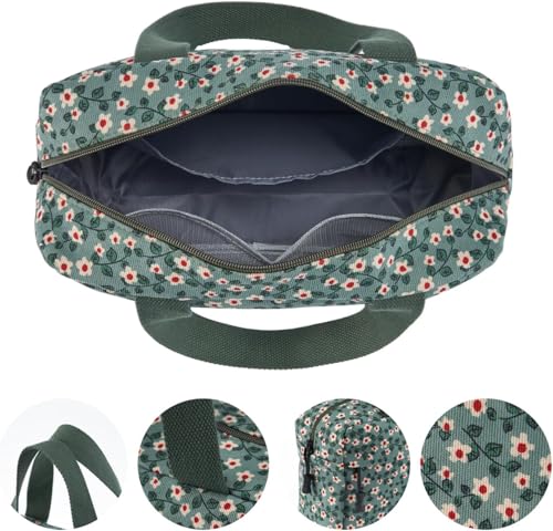 Large Makeup Bag for Women Corduroy Cosmetic bag Make up Bags Zipper Pouch with handle Cosmetic Organizer Toiletry Bag for Travel Storage - color: 17-Sunflower