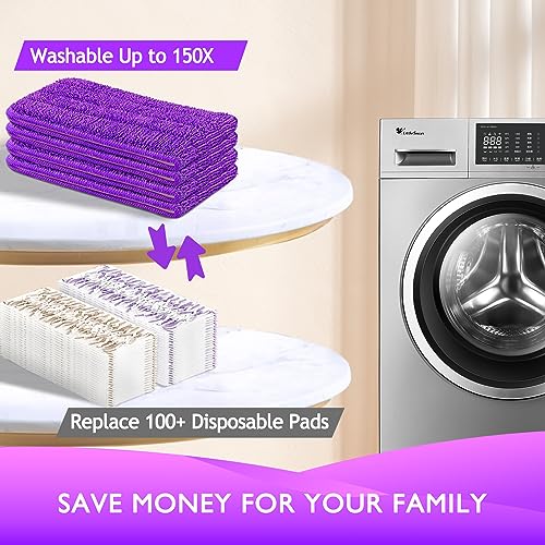 Reusable Power Mop Refill Pads for Swiffer Power Mop Starter Kit - Swifter Powermop Pads Refills - Multi-Surface & Wood Mopping Pad Refill for Floor Cleaning - Washable Microfiber Pad, 2 Pack - color: 2 Pack (Purple)