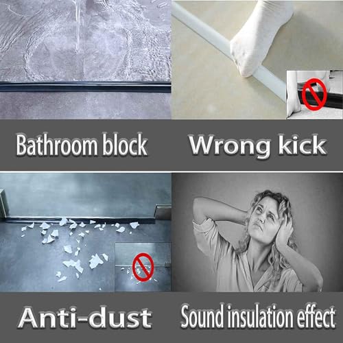 78 inches, 2 Meter self‑adhesive Cut Flexible Silicone Water Dam Retention Barrier Shower Threshold Strip Anti-leak wet and dry separation Suitable for Bathroom & Kitchen (Transparent 78.7") - color: Transparent