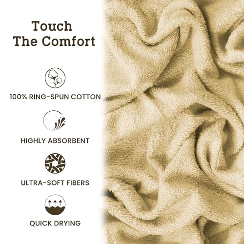 Casa Lino Face Towels & Body Wash Cloths for Showering - 100% Cotton Wash Cloths for Bathroom - Highly Absorbent & Quick Drying Washcloth Set - Cotton Washcloths 24 Pack (12" x 12") - (Linen Brown) - color: Linen