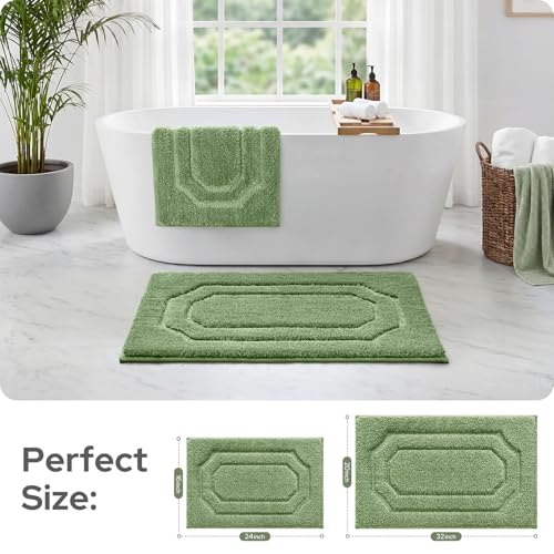 HOMEIDEAS Bathroom Rugs Sets 2 Piece, Extra Soft and Absorbent Microfiber Plush Bath Mat with Non Slip Backing(Sage Green) - color: Sage Green