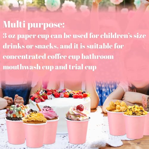 3 oz Small Paper Cups, 50 Pack Bathroom Cups Mouthwash Cups Pink | 3 oz Bathroom Espresso Cups, Disposable Paper Cups for Snack Espresso Campers Home Condos - color: Pink, size: 50 Count