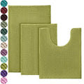 Urvoix Bathroom Rugs Sets 3 Piece, Non-Slip Chenille Bath Rug - Ultra Soft, Washable, Super Absorbent Bath Mat for Bathroom, Toilet and Tub (Moderate Olive) - color: Moderate Olive