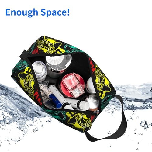 Kids Travel Toiletry Bag for Boys Girls - Waterproof Makeup Pouch Hanging Cosmetic Wash Bags Dopp Kit Shaving Bag for Toiletries Accessories(Game Start) - color: Game Start