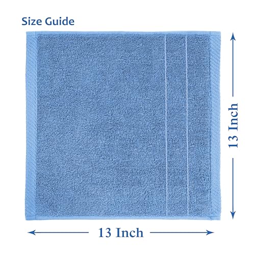 Casa Platino Blue Wash Cloths - 100% Cotton 12 Pack Set - 13"x13" Soft Surface, Reinforced Edges & Quick Drying - Highly Absorbent & Fade Resistant - Ideal for Salon, Spa & Hotel - Cerulean Blue - color: 06: Cerulean Blue, size: 12 Piece Wash Cloth