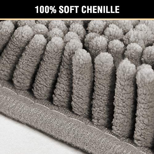 H.VERSAILTEX Extra Thick Chenille Plush Pattern Bath Rugs for Bathroom Non Slip - Soft Plush Shaggy Bath Mats for Bathroom Floor, Indoor Mats Rugs for Entryway (Dark Grey, 32 x 20 Plus 24 x 17 Inches) - color: Dark Grey, size: 20" x 32" Plus 17" x 24"