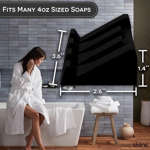 Silicone Soap Dish (USA Patented) Self Draining Bar Soap Holder for Shower Bathroom Sink, Drying Soap Dish Tray Sponge Holder Easy Cleaning Soap Saver Travel Accessories (Black, 2) - color: Black, 2