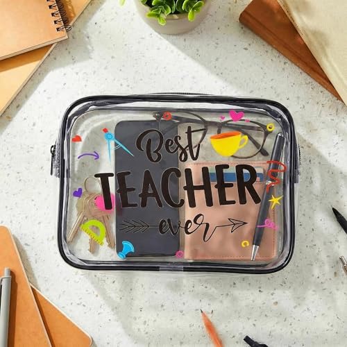 Teach Bag Clear Zipper Pouch, Teacher Survival Kit Bag, Clear Makeup Cosmetic Bag, PVC Waterproof Travel Toiletry Bag Graduation Thanks Gift (A) - style: A