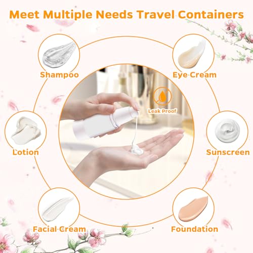 13 Pack Big Travel Size Containers, Airless Pump Bottles Jar Kit | 1.7 1 0.5oz, Clear, TSA Approved, Leak Proof, Refillable, Jars for Travel Home Toiletries, Lotion, Liquid, Cream