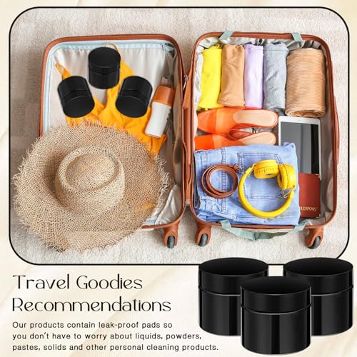 Patelai 4 Pieces Round Wide-mouth Leak Proof Plastic Container Jars with Lids for Travel Storage Makeup Beauty Products Face Creams Oils Salves Ointments DIY Making(2 Ounce,Pure Black) - color: Pure Black, size: 2 Ounce