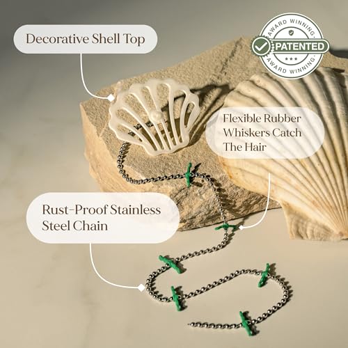 DrainWig Shower Drain Hair Catcher – Disposable Bathroom Hair Trap, Easy to Install in Shower Drain Cover, Helps Prevent Clogs – As Seen on Shark Tank - Bathroom Accessories - Shell (2-Pack) - color: White Ocean, size: 2 Count