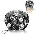 Luxury Shower Cap Satin Lined Reusable Waterproof Double Layer Elastic Adjustable Hair Bath Cap Cute Aesthetic Women Girlss-Skull - color: F5-Skull