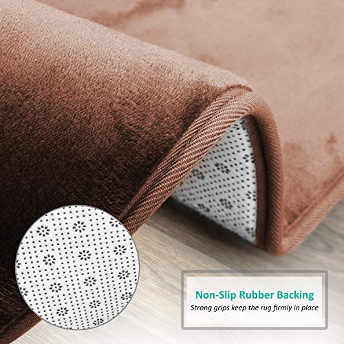 Clara Clark Bathroom Rugs, Velvet Memory Foam Bath Mat, Non-Slip, Machine Washable Bath Rugs - Dries Quickly, Ultra Soft Plush Bath Mats for Bathroom, 17 x 24, Chocolate Brown - color: Brown, style: 17 x 24
