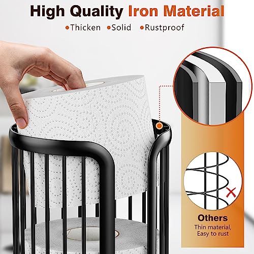 Bunoxea Toilet Paper Holder Stand, Freestanding Toilet Paper Storage,Black | Waterproof Raised Feet,Rustproof,Fit 3 Mega Rolls,No Drilling No Assemble,Minimalistic Storage,Space-saving Renter Friendly - color: Black, size: 1 Pack