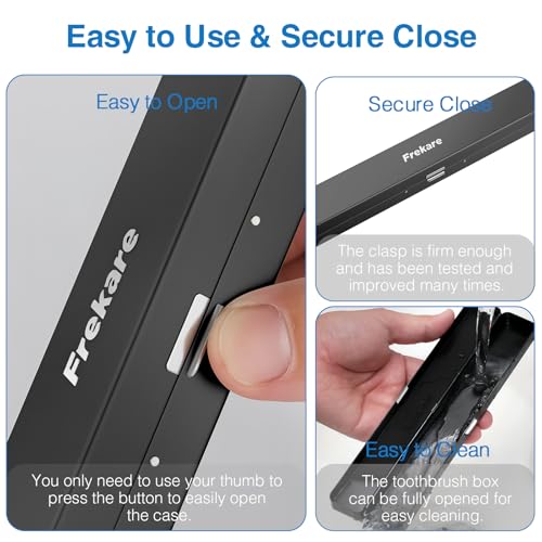 Frekare Toothbrush Travel Case Aluminum, Manual Tooth Brush Holder for Traveling, Portable Toothbrush Container for Bathroom, Camping, Business Trip, School (Black) - color: Black, size: 1 Pack