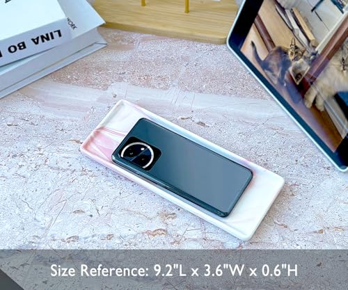 9.2" Porcelain Small Narrow Bathroom Tray - Pink | Mini Ceramic Countertop and Vanity Tray for Cosmetics, Perfume, Jewelry, Candle - Kitchen Counter, Soap Tray - color: Pink, size: 9.2" x 3.6" x 0.6"