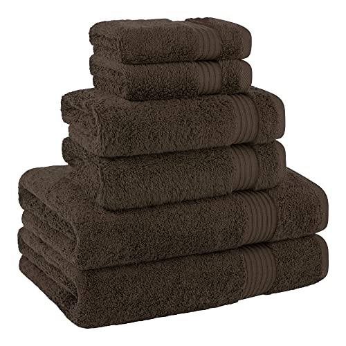 Cotton Paradise 100% Cotton Turkish Towel Set, Soft Absorbent Quick Dry, 6 Piece Towel Set, Chocolate Brown - color: Chocolate Brown, size: 6 PC SET (27x54" + 16x28" + 13x13")