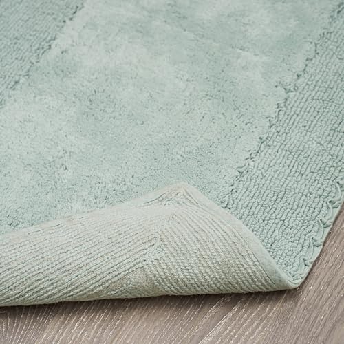 Laura Ashley Ruffle Border 100% Cotton Bath Rug, Aqua, 17"x 24" - color: Aqua, size: 1'5" x 2' (Rectangular)