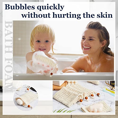 Cunhill 40 Pack Soap Saver Bag Exfoliating Soap Pouch with Drawstring Bar Wooden Bead Foaming and Drying Exfoliating Net for Bath and Shower (4.7x7.1 Inch) - size: 4.7x7.1 Inch