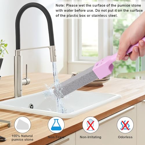 Herda 8-Pack Pumice Stone Scouring Stick with 2 Universal Handles, Pumice Stone for Cleaning Stove, Toilet, Tub, Grill, Swimming Pool, Sink, Removes Hard Water Rings, Calcium Deposits, Rust Buildup - size: 8 Count (Pack of 1)