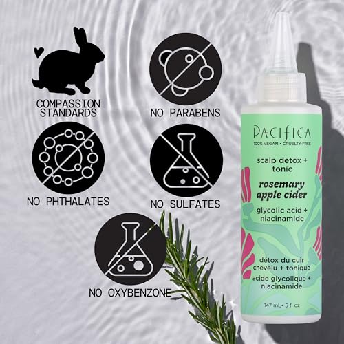 Pacifica Scalp Detox Set – Rosemary Apple Cider Vinegar Scalp Exfoliating Tonic with Scalp Massager Brush, Deep Cleansing & Clarifying Treatment for Buildup, Dry Flaky Scalp, Vegan - style: Tonic & Brush