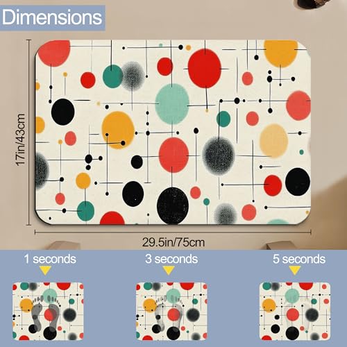 Diatomaceous Bathroom Rugs,Mid Century Bathroom Decor,Modern Non Slip Bath Mat,Quick Dry Easy to Clean Care Shower Rug for Home Dorm Low Profile Floor Mat 17 X 29.5 Inch - color: Mid Century