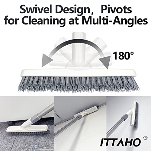 2 Pack Grout Cleaning Brush with Long Handle, Swivel V-Shape Grout Scrub Brush, Extendable Handle for Tile Floors, Bathroom, Shower, Corner - color: Gray