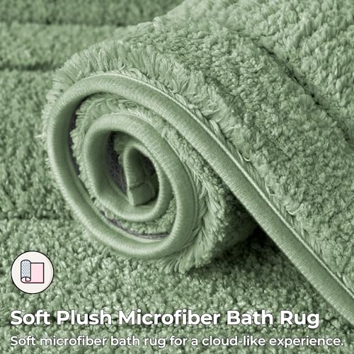 GRANNY SAYS Sage Green Bathroom Rugs Non Slip, 48" x 24", Small Bathroom Rugs Washable，Bath Rugs for Bath，Bath Mats for Bath Floor, Microfiber Bath Mat for Tub, Absorbent Shower Rug - color: Green, size: 2' x 4' (24" x 48")