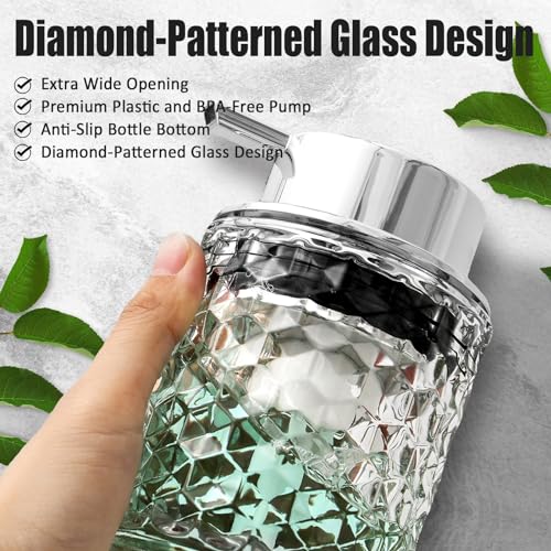 Malachi Foaming Hand Soap Dispenser, Refillable Clear Glass Foam Pump Bottle for Hand Soap, Dish Soap, Body Wash, Shampoo, Facial Cleanser & Baby Wash, Multi‑use for Bathroom, Kitchen & Commercial Use - color: Diamond Clear -2