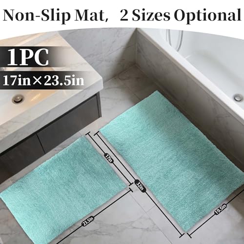 VOOVA & MOVAS Non-Slip Bathroom Rug，Ultra Soft & Quick Dry Bath Mat， Machine Washable Microfiber Shaggy Bath Rug， Plush Water Absorbent Shower Mat for Floor and Sink， 24x17 Inches，Aqua - color: Aqua, size: 24"x17"
