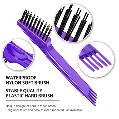 Boao 2 Pcs Hair Brush Cleaning Tool Set,2-in-1 Double Headed Hair Brush Comb,Metal Toothed Cleaner Dirt Remover, Portable Hairbrush Cleaner Tool for Removing Dust Home Salon Use(Pink and Purple) - color: Pink and Purple