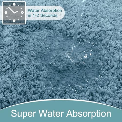 AROGAN Luxury Long Bathroom Runner Rug, 24x17 Inch Thick Soft and Absorbent Non Slip Bath Mat, Rubber Backing Quick Dry Rugs Carpets, Machine Washable Plush Mats for Shower Floor, Little Blue - color: Aqua Blue, size: 1'5" X 2' (24" X 17")