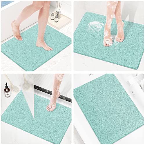 Shower Mat Bathtub Mat Non-Slip,24x16 inch, Soft Tub Mat with Drain,PVC Loofah Bath Mat (Phthalate Free) for Tub and Bathroom,Quick Drying,Green - color: Green, size: 24" x 16" (Rectangular)