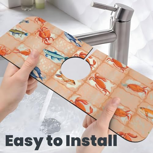 On The Cape Coastal Summer Kitchen sink faucet pad, strong water absorption, anti slip, easy to clean, very suitable for splash and drip prevention, suitable for kitchens and bathrooms - color: On The Cape Coastal Summer