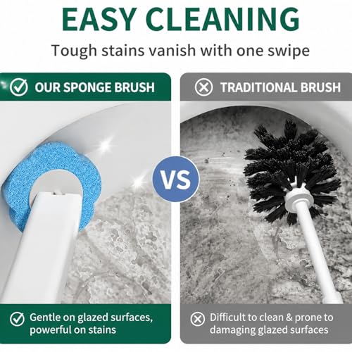 60-Pack Disposable Toilet Brush Refill Pads, Disposable Toilet Bowl Wand Refills, Toilet Cleaning Refills, Toilet Scrubber Refills, Brush Head Replacement for Toilet, Urinal, Bathtub & Wash Basin