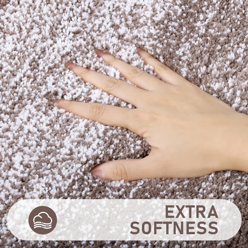 Bsmathom Bathroom Rugs Sets 4 Piece with Toilet Lid Cover, Non-Slip Bathroom Rugs and Mats Sets, Absorbent Bath Rugs Microfiber Shaggy Machine Washable Bath Rug Set, Coffee - color: Coffee, size: 20"x31"+20"x59"+U20"x24"+Cover19"x21"