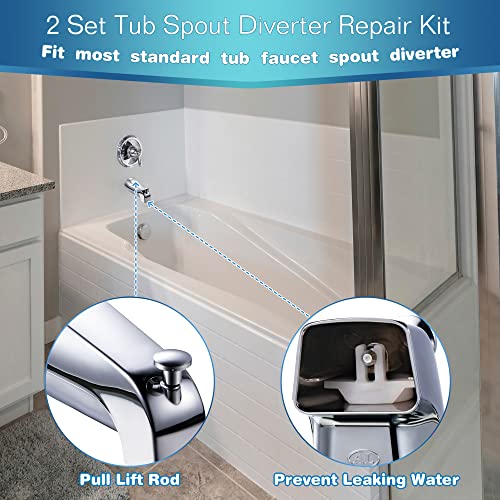 Enhon 2 Set Tub Spout Diverter Repair Kit, Includes 2 x Diverter Valve Stems, 2 x Cup Seals and 2 x Gates, Bathroom Shower Bathtub Leaky Faucet Repair Replacement Parts (Chrome,Classic) - color: Chrome