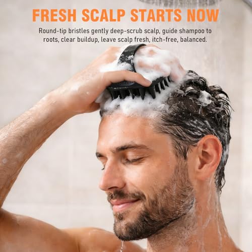 YEALIR Scalp Massager Shampoo Brush, Scalp Scrubber for Dandruff & Build Up, Scalp Massager Hair Growth - 100% Silicone, Plastic Free