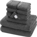 SEMAXE 8-Piece Cotton Bath Towel Set with Hanging Loops for Bathroom, Gray | Complete starter set for daily showers, sink-side use, small bathrooms, and guest baths, OEKO-TEX certified, easy care - color: A02: Grey