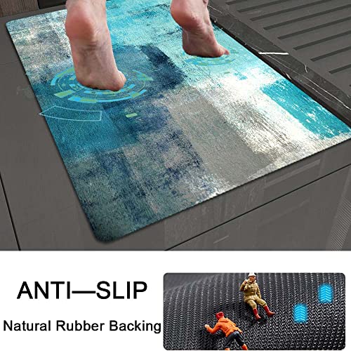 Bath Mat Rug,Blue Ocean Non Slip Quick Dry Super Absorbent Thin Bathroom Rugs Fit Under Door-Easy to Clean Bathroom Floor Mats-Shower Rug for Shower Sink Bathtub(16" x 24"in) - color: Blue Ocean, size: 1'4" X 2'(rectangular)